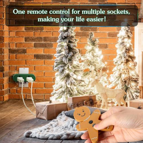 Enhon Wireless Remote Switch for Christmas Tree Lights, Gingerbread Man Wireless Remote for Christmas Tree Lighting Controller On Off Touch (2 Pack)
