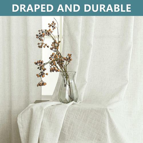 KOUFALL 108 Inch Curtains Long 2 Panels Set,Sheer Linen Light Filtering Boho Farmhouse 9 FT 9FT Floor Length Curtains for Large Window,Cream Ivory Off White