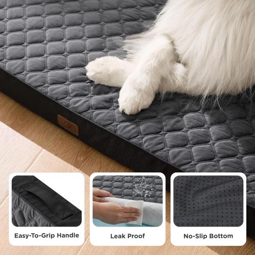 Bedsure Orthopedic Dog Bed for Extra Large Dogs and Crate - Thick Memory Foam Pet Mattress with Removable Washable Cover and Egg Crate Foam, Suitable for Pet Up to 100 lbs, , Black