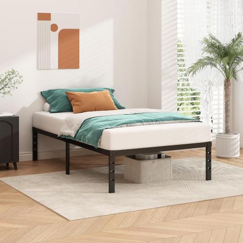 Metal Platform Bed Frame 14 Inch Tall,No Box Spring Needed,Twin Size Bed with Heavy Duty Strong Support Slats,Easy to Assemble,Black