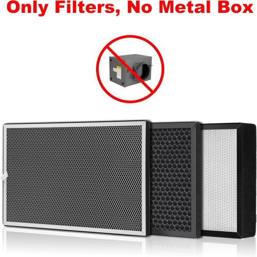 Replacement 3-Stage Filter Set for WEIWORLD 8/10 Inch Purification Box, Includes Pre-Filter, H11 HEPA, and Activated Carbon Filter