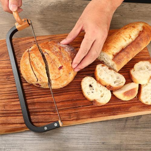 Bread Knife for Homemade Bread Bow Knife 16, Bread Saw Sourdough Slicer Aluminum Alloy Sourdough Cutter Suit for Left & Right Handed People to Cut Baguettes Vegetables Fruits 1Count