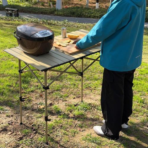 Camping Table Folding Portable Camp Lightweight Roll Up Table Adjustable Height with Carry Bag Indoor Outdoor for Camping, Home,Picnic,Backyard,BBQ,Party