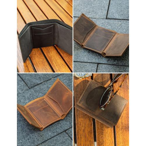 Handcrafted Genuine Leather Wallets, Minimalist Cardholders, and Passport Covers, Handmade Gift Chestnut Trifold Wallet