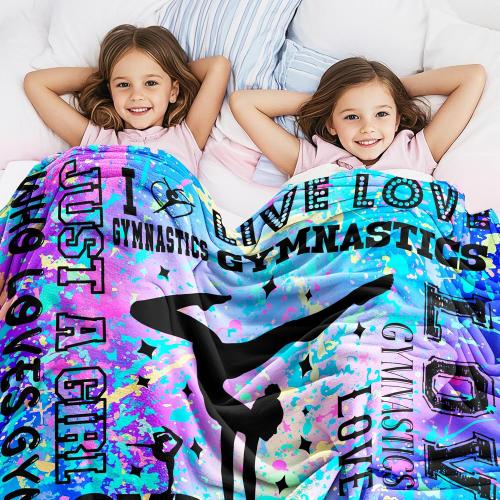 Gymnastics Blanket Gifts for Girls Ultra Soft Flannel Gymnastics Throw Blankets Gymnast Lovers Merch Stuff Gifts for Kids Adults 50X40