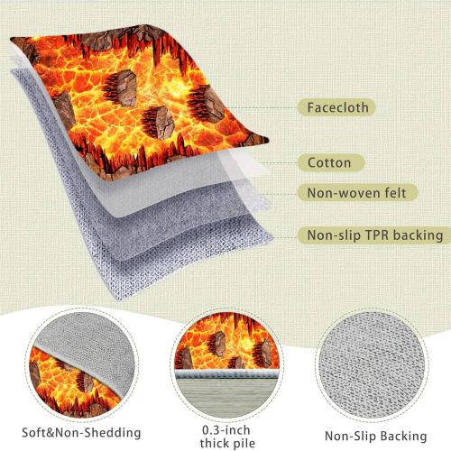 Lava Area Rugs 2x3ft,3D Visual Illusion Flame Living Room Non-Slip Floor Mat Lava Crackle Print Simulated Rug, Washable Non Slip Stain Resistant for Kids Rooms, Boys' Bedrooms, Game Rooms