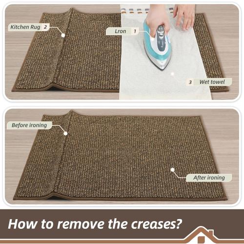 BEQHAUSE Kitchen Rugs 32x48, Non-Slip Kitchen Mats for Floor, Super Absorbent and Stain Resistant Kitchen Rugs, Machine Washable Rugs for Kitchen, Hallway, Laundry & Sink, Brown