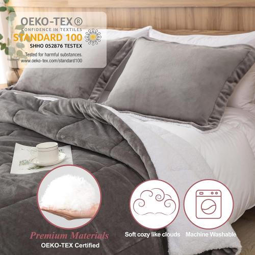 KING FAUX  FUR  SHERPA COMFORTERS SET