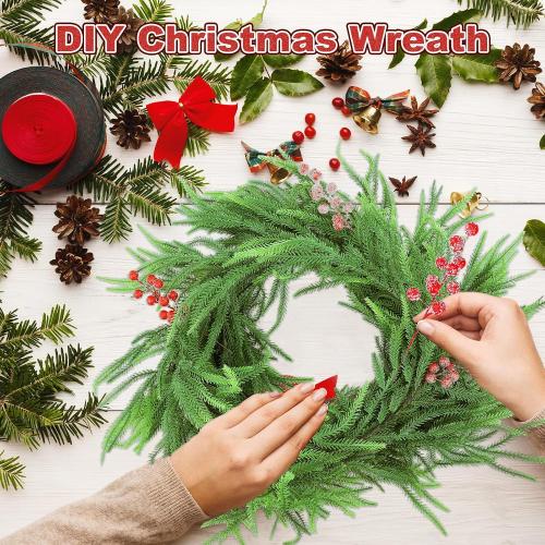 50 Pcs Holly Stems, 8.7 Snow Sprays Artificial Red Berry Stems, Holly Berry Picks for Christmas Tree Fillers Decor, Fake Red Berries for DIY Crafts Wreaths Garland Home Party Winter Decor