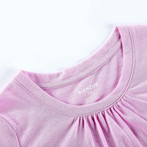 Size 4-13 Color Yellow, Pink and Purple Bienzoe Girls Short Sleeve T-Shirt: Kids Aged 4-13 Cute Crewneck Tee 3pcs Pack - Breathable Tops for Beach Trip Outdoor Play