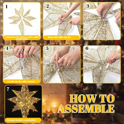 48 x 40.5 in Christmas Bethlehem Star Outdoor Additional 120V LED Light Outdoor Bethlehem Christmas Light Waterproof Lighted Xmas Star Hanging for Holiday Party Xmas Home Decor