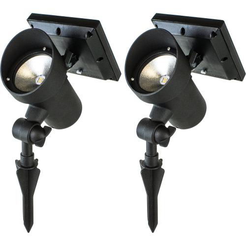 Best Solar Light SOLARLIGHTM-2 LED Spotlight | High Performance 100 Lumens Warm 3000K | Weatherproof Metal Construction |, 2-Pack, Black, 2 Piece