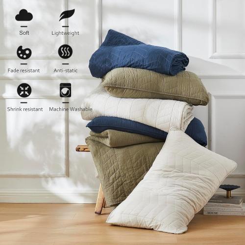 palassio Navy Blue Cotton Quilt Twin Size Bedding Sets with Pillow Sham, Lightweight Soft Bedspread Coverlet, Quilted Comforter Bed Cover for All Season, 2 Pieces, 68x86 inches
