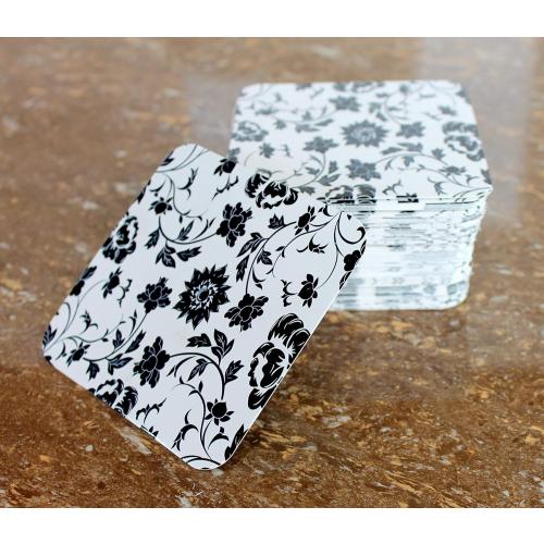eSplanade Disposable Printed Paper Coasters - Use and Throw Reversible Paper Coasters - Set of 100 - Black Floral