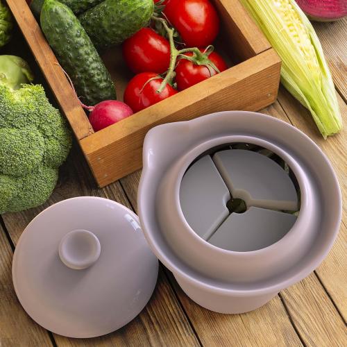 Fermentation Crock Jar Sauerkraut Crock with Glazed Weights 1 Gallon Onggi Kimchi Pot for Fermenting Delicious Kimchi Kombucha & Pickles - Stoneware Fermenting Crock Pickling Fermenter (4L)