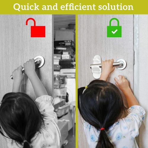 Wappa Baby Baby Proof Door Handle Lever (2-Pack) with 2 Extra Adhesives – Easy 1-Hand Operation for Adults. Durable ABS with 3M Adhesive Backing. Simple Install Locks
