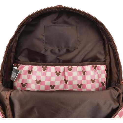 Disney Mickey Mouse Adult Pink Checkered 16.5 Travel Backpack