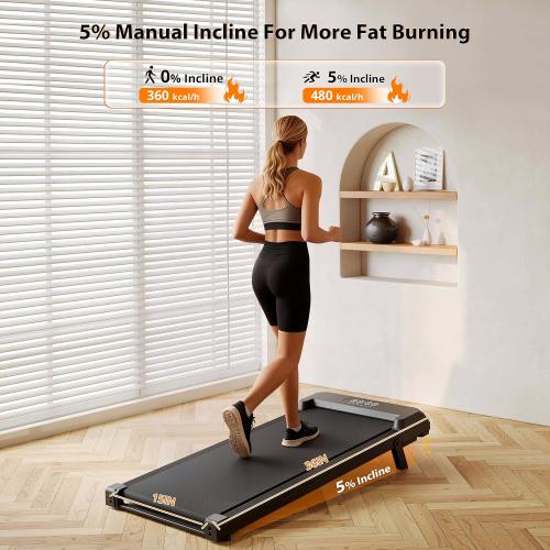 Walking Pad Treadmill with Incline, Under Desk Treadmill for Home/Office with 250 lbs Weight Capacity, 2.5HP Low Noise Walking Pad, Remote Control, LED Display