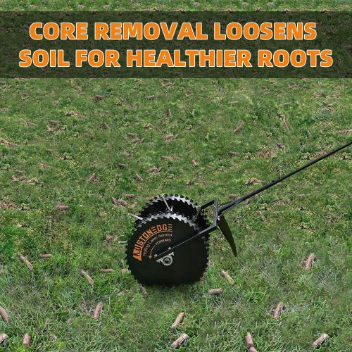 Black Patented Rolling Lawn Coring Aerator Yard Grass Pulling Plugs Manual Aeration Tool Push Roller Rotary Compacted Garden Soil Loosening