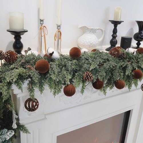 6inch Big Velvet Christmas Ornaments for Xmas Trees, 2 pcs Flocked Christmas Balls Sets for Holiday Decor