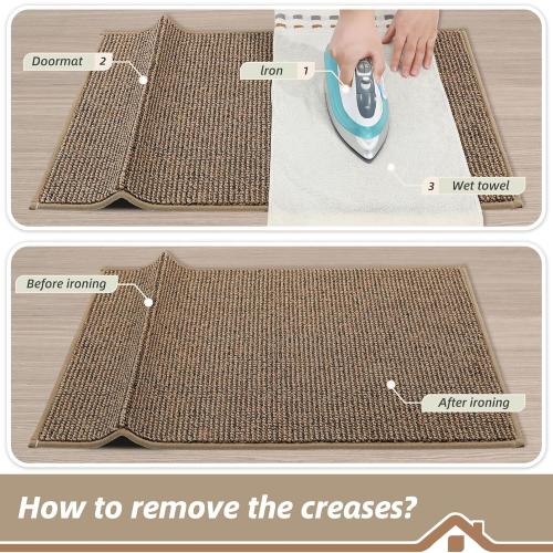 BEQHAUSE Dirt Trapper Door Mat 24 x 36, Non-Slip Washable Doormats Entrance Mat, Dirt Resistant and Absorbent Welcome Mat, Low Profile Floor Mats for Front Back Door and Entryway, Beige