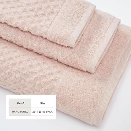 Great Bay Home Pink Bath Towels - 100% Cotton 6 Pack 26x16 Hand Towel Set - Absorbent, Durable, Quick-Dry Towels for Bathroom (Blush)