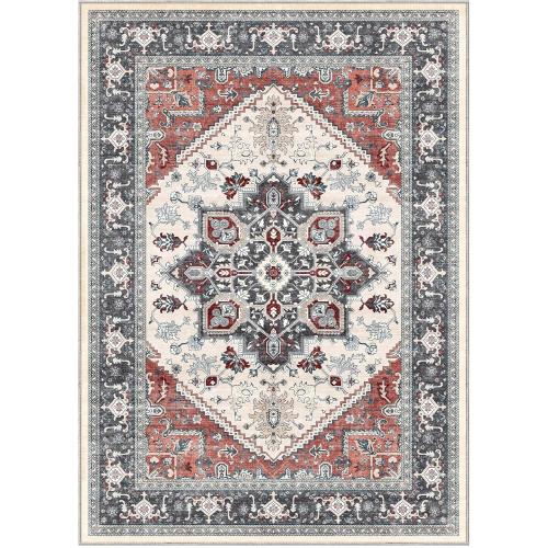 OPPODREAM Soft 10x14 Area Rugs, Washable Rugs 10x14 with Non Slip Backing, Low-Pile Faux Cashmere 10 x 14 Carpet, Black & Blue