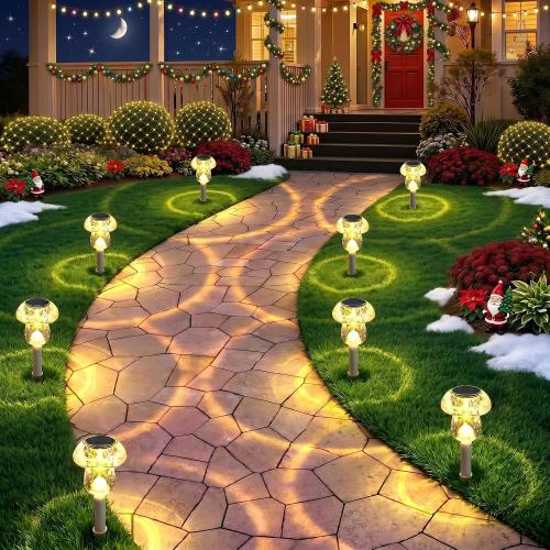Benany Solar Lights Outdoor, 16 Pack Mushroom Lights Outside Waterproof, Solar Powered LED Lighting for Garden, Yard, Landscape, Path, Pathway, Lawn, Walkway, Driveway, Backyard Decor (Warm White)