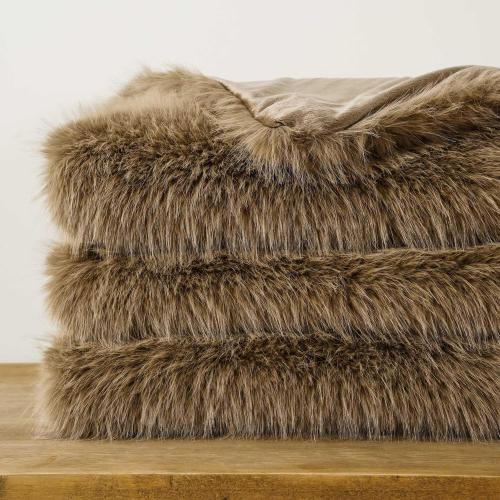BATTILO HOME Luxury Tan Fluffy Faux Fur Throw Blanket, Cozy Warm Large Fur Blanket for Couch, Sofa, Chair, Bed, Plush Fuzzy Fur Throws with Long Pile, 60x80(Khaki)