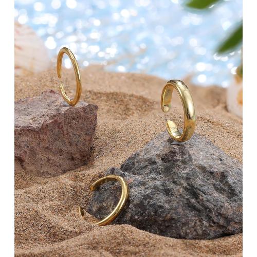 ADRAMATA Toe Rings for Women Gold Trendy 14K Gold Filled Toe Rings Set Thin Band Beach Foot Jewelry for Summer Open Adjustable Toe Rings