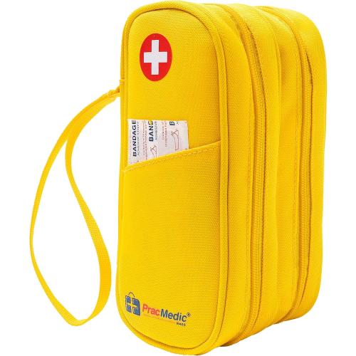 PracMedic Bags Diabetes Travel Case- 2 Tier Epipen Carrying Case for Epi Pens or Epipen Trainer, Auvi Q, Inhaler & Spacer, Diabetic Supplies & First Aid - Insulated Medicine Travel Bag (Yellow)