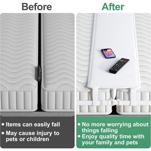 8’’ Wide Bed Bridge Twin to King, Split King Gap Filler for Adjustable Bed, Twin to King Bed Converter with Adjustable Strap, Seamless Comfort Bed Gap Filler for King Bed
