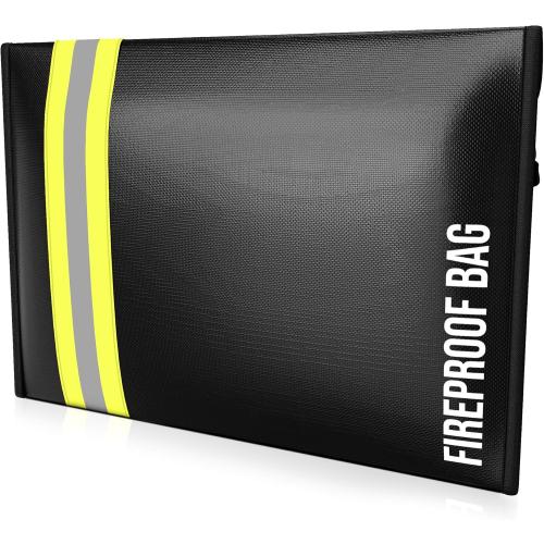 Fireproof & Water-Resistant Document Bag – 15.5 x 11 x 3-inch Pouch for Legal Documents & Valuables - Double-Layered Zippered Protection – Firefighter Designed (Black)