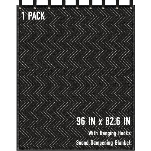 Size 96x80 Color Black Large Sound Dampening Blanket,96 x 80 Sound Absorbing Studio Blanket,Noise Cancelling Studio Acoustic Blanket Curtain/Light Blocker/Moving Blanket