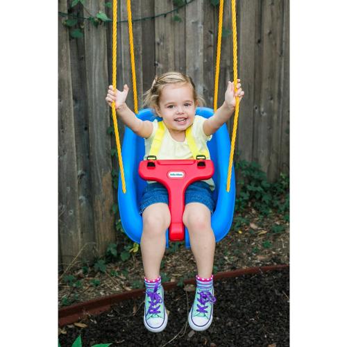 Little Tikes Snug 'n Secure Blue Swing with Adjustable Straps, 2-in-1 for Baby and Toddlers Ages 9 Months - 4 Years