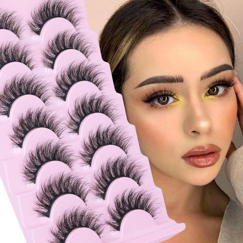 FANXITON Wispy False Eyelashes Natural Look Short Mink Lashes 3D Faux Mink Eyelashes 7 Pairs Pack