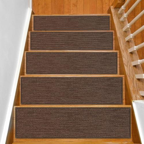 Stair Treads Non Slip for Wooden Steps Indoor 9 x 36 15 Pack Extra Wide Stairs Tread Carpet Runner, Step Pads with Reusable Adhesive for Dogs Kids Elders, Machine Washable, Brown