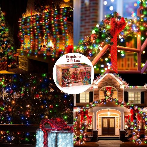 Enhon 300 Bulbs Musical Christmas Lights, Christmas Xmas Tree Music Lights with 25 Classical Holiday Songs, 7 Function Mode, Adjustable Volume and Mute, Green Wire for Xmas Tree (4 Color)