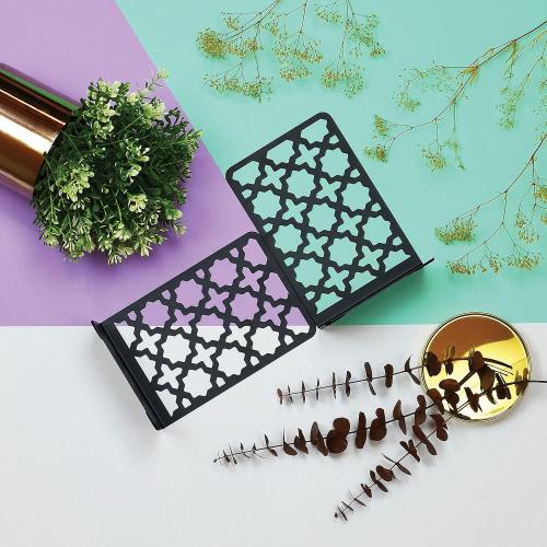 CNK Book Ends Bookends for Decorative Books Holder Bookend Shelves End Hold Heavy Duty Holders Stoppers Metal Stopper Cute Boho Bookshelf Holds Cookbook Office Home Set of 2 Bookends Pair Black