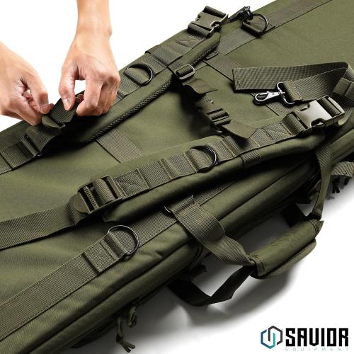 Savior Equipment American Classic Tactical Double Long Gun Bag Pistol Transportation Case w/Backpack Strap, Lockable Compartment, Available Length in 32 36 42 46 51 55