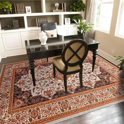 Area Rug for Bedroom, Orange Washable Living Room Rugs, 4x6Ft Non-Slip Modern Carpet for Dining Room Farmhouse Dorm Office Entryway Hallway