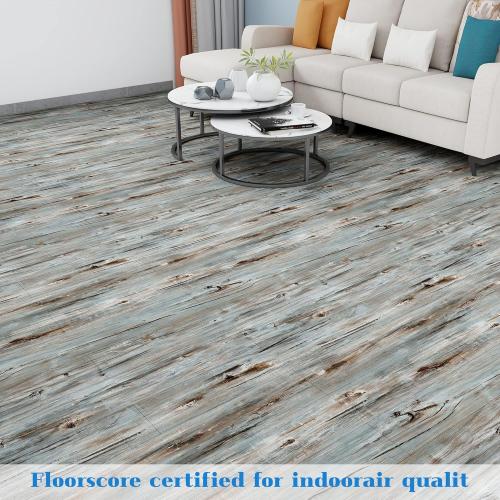Wood Peel and Stick Floor Tiles,36Pack,54 Sq.Ft，Waterproof Laminate Vinyl Flooring Sheet Rolls,Adhesive&Removabel Plank on Flooring for Renters,Living Romm, Bedrooms, Bathroom (36 x 6，Dustgray)