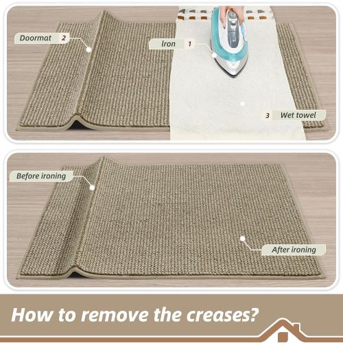 BEQHAUSE Dirt Trapper Door Mat 20 x 32, Non-Slip Washable Doormats Entrance Mat, Dirt Resistant and Absorbent Welcome Mat, Low Profile Floor Mats for Front Back Door and Entryway, Light Beige