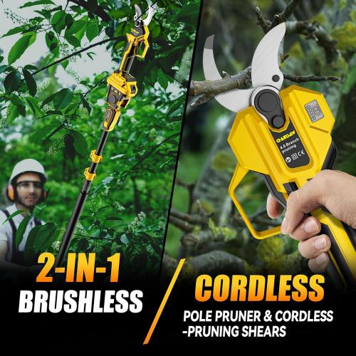 2-IN-1 Electric Pole Pruning Shears Cordless Compatibility with Dewalt 20V MAX Battery, 1.6 Cutting Diameter Pruner, 14.8 FT MAX Extension Pole Saws for Tree Trimming(NO Battery) (Pruning Shears-1)