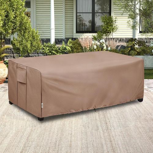 Outdoor Coffee Table Cover,600D Waterproof Patio Rectangular Side Table Covers,48 W x 28 D x 16 H,Outdoor Table Covers Waterproof Rectangle(Brown)