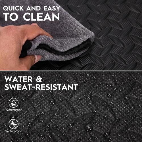 18pcs Puzzle Exercise Mat, 12.6x12.6x0.4, 18sqft EVA Interlocking Foam Floor Tiles, Non-Slip, Protective, Water-Resistant Flooring for Home Gym & Workout Equipment