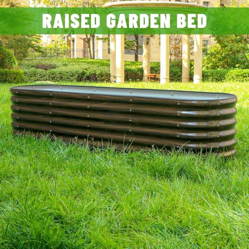 SnugNiture 8x2x2ft Raised Garden Bed Kit, 24 Tall Outdoor Metal Raised Planter Box for Planting Plants Vegetables Flowers Fruits, Brown