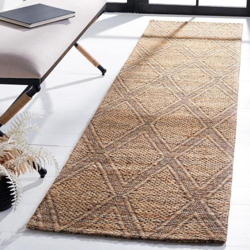 SAFAVIEH Natural Fiber Collection Runner Rug - 2'3 x 9', Natural & Black, Natural Jute Design, Ideal for High Traffic Areas in Living Room, Bedroom (NFB552A)