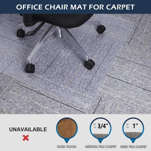 Chair Mat for Carpet, SALLOUS 46 x 60 Office Chair Mat for Carpeted Floors, Heavy Duty Vinyl Floor Mat with Grips, Floor Protector Computer Desk Mat for Home Office (Clear, Rectangular)