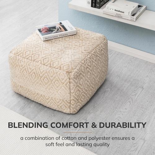 Anji Mountain 22x22x16 Handmade & Handcrafted Ottoman Pouf Comfortable Pouf Ottoman Foot Rest & Home Décor Accent for Living Room, Bedroom, Nursery, Kids Room, Patio